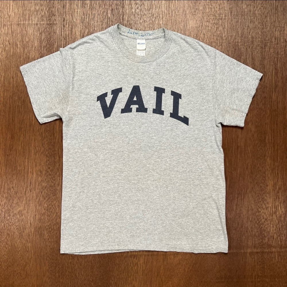 Gildan Vail Colorado Destination T-Shirt Medium Heather Gray Preppy Graphic Tee